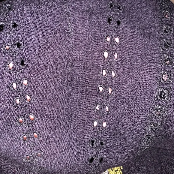 Free People Bo-Ho long sleeve black Dress with embroidery flowers size Medium - Picture 11 of 16